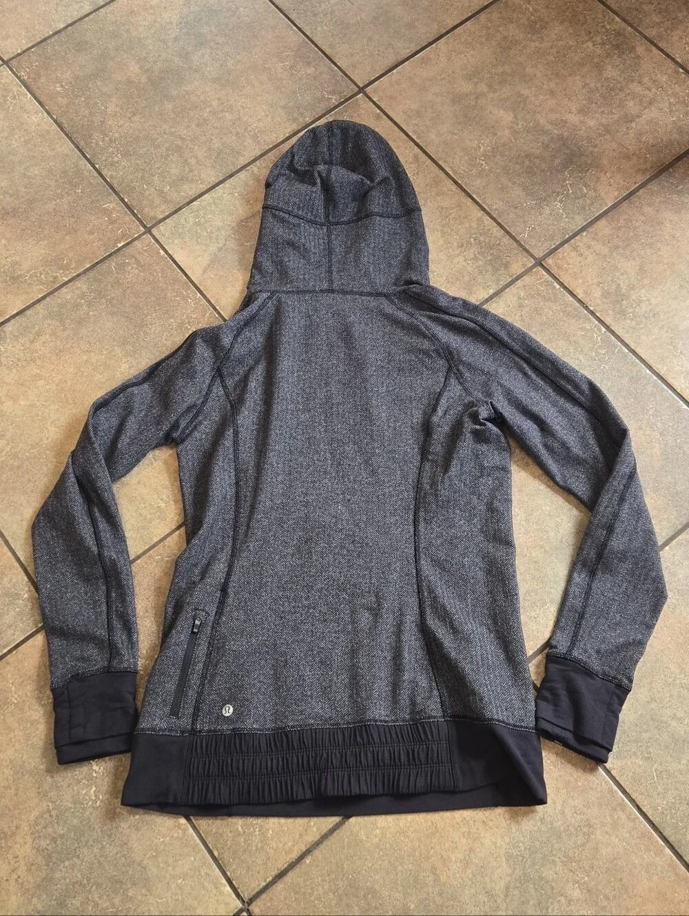 Lululemon Think Fast Hoodie Heathered Herringbone Black Size 10